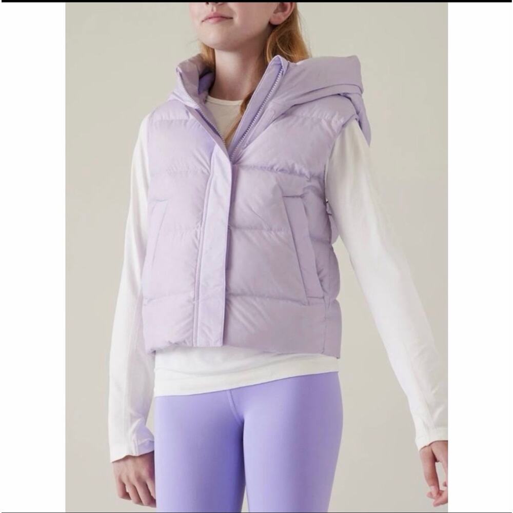 Athleta Girl Cloud Nine Hooded Down Puffer Vest Size L (12)